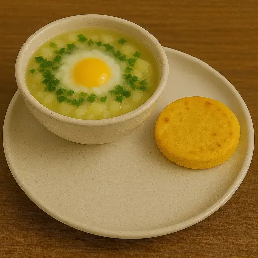 [TIP003] Caldo con huevo y arepa